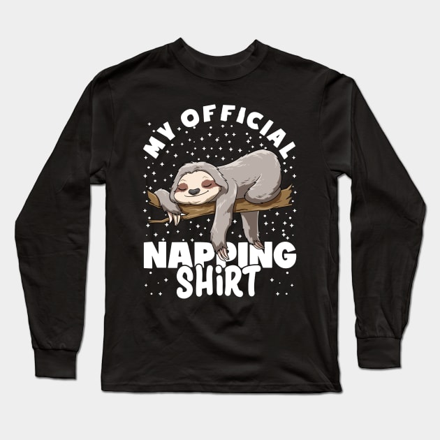 Funny Napping Sleeping Sloth Lazy Sleep Long Sleeve T-Shirt by melostore